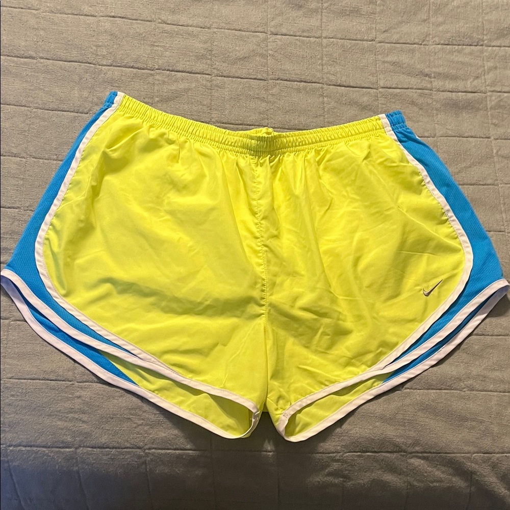 Nike Women's Athletic Shorts in Yellow and Blue